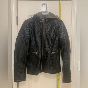 Cavalini By Ci Sono Womens Black Jacket Size Large Quilted Faux Leather